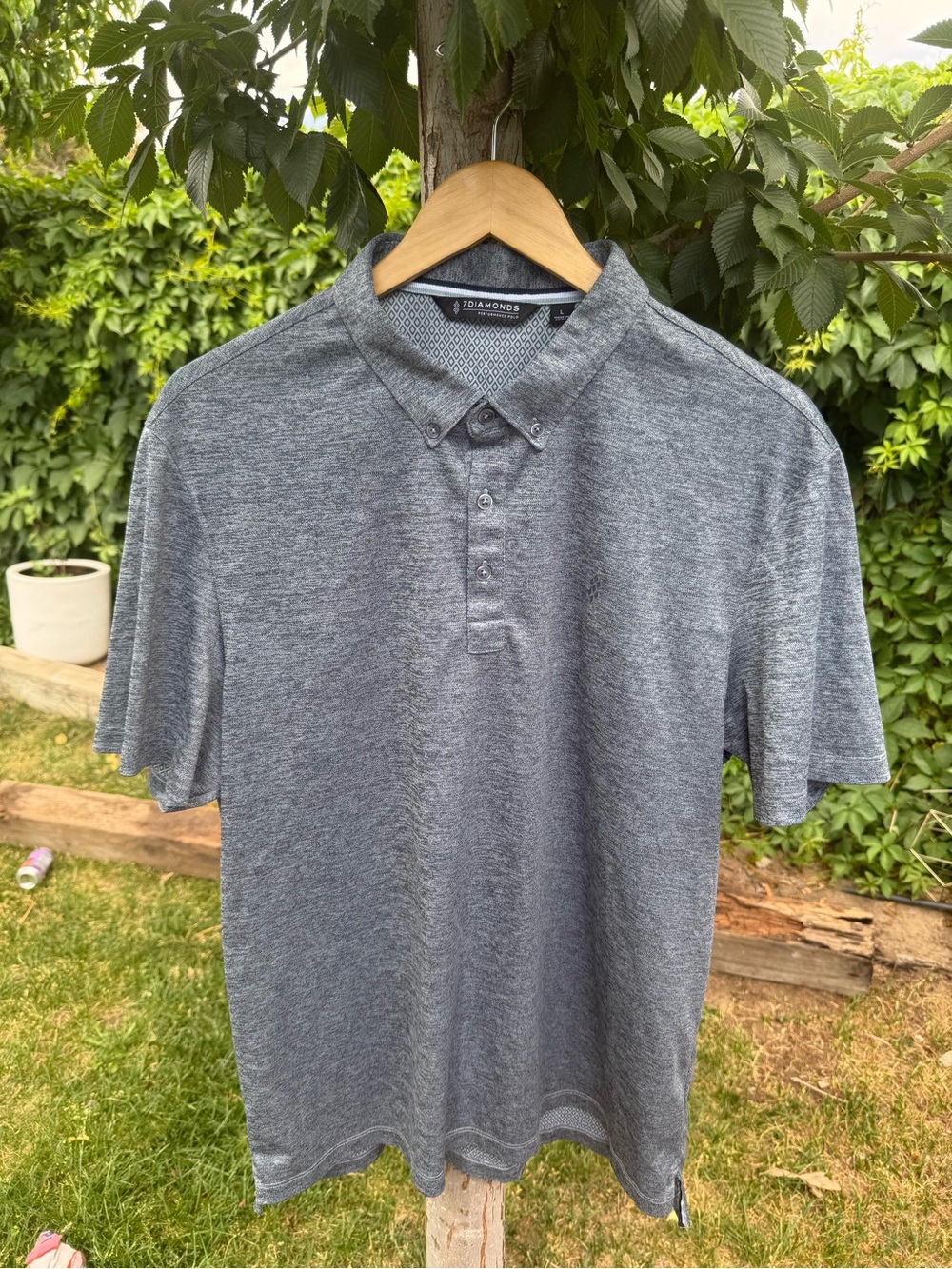 7 Diamonds Men's Heather Gray Button-Down Collar Polo